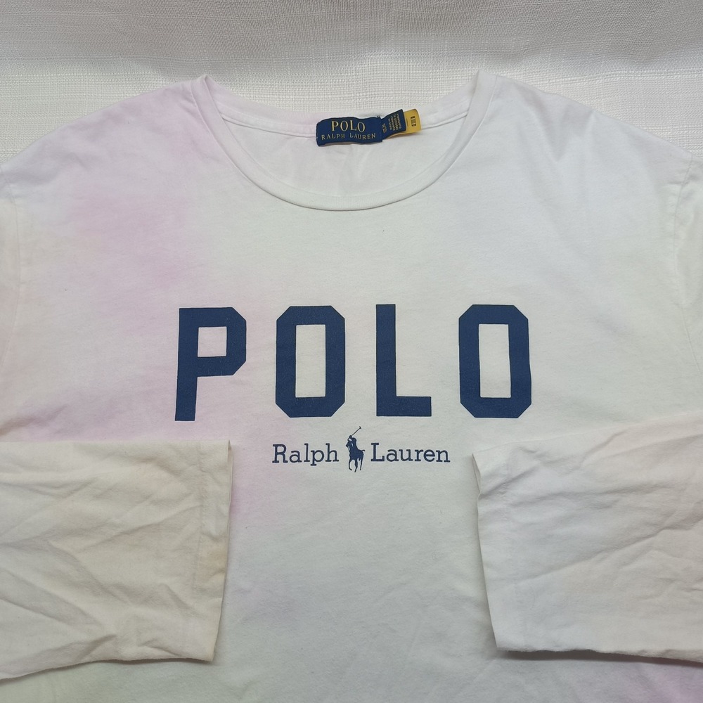 POLO Ralph Lauren Tie Dye Long Sleeve Tee Shirt Men's XL Yellow Blue Pink